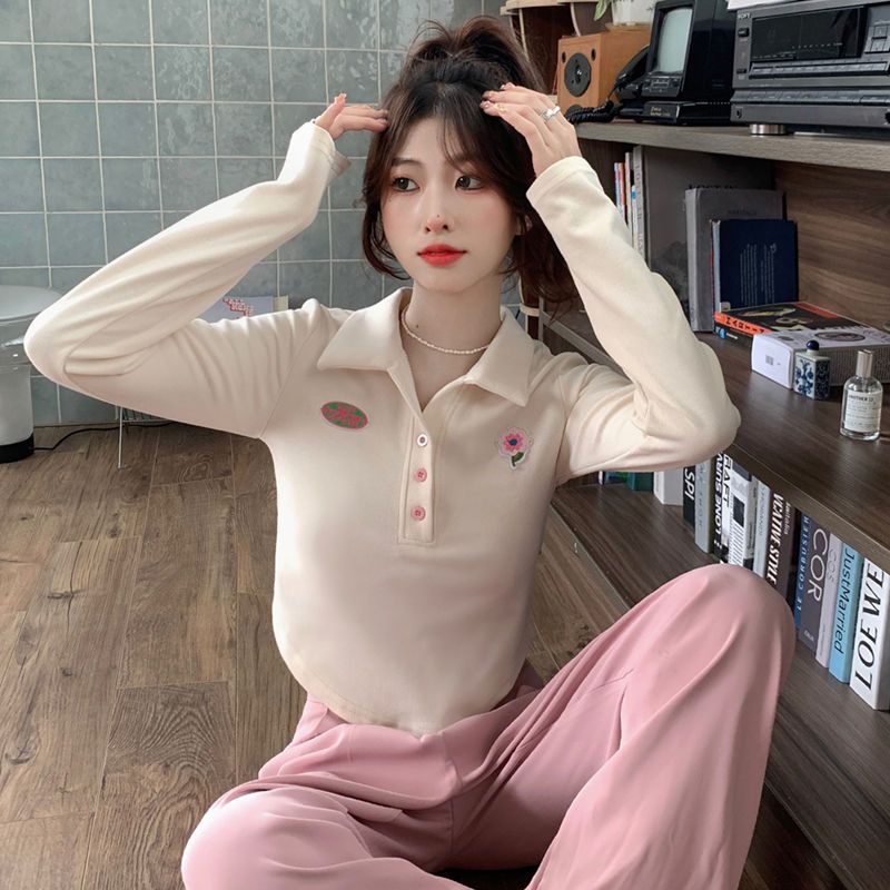 Jiashucheng Áo Sơ Mi Ngắn Ôm Dáng Tay Dài Phong Cách Mới Cho Nữ