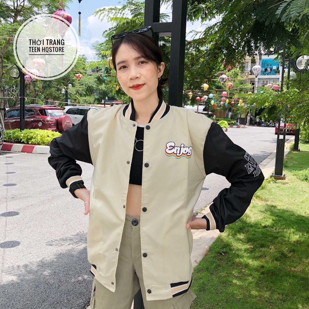 Áo Khoác Bomber Dù Enjoy Chất Dù 2 Lớp Mịn xịn sang, fom uinise.x chuẩn couple luôn