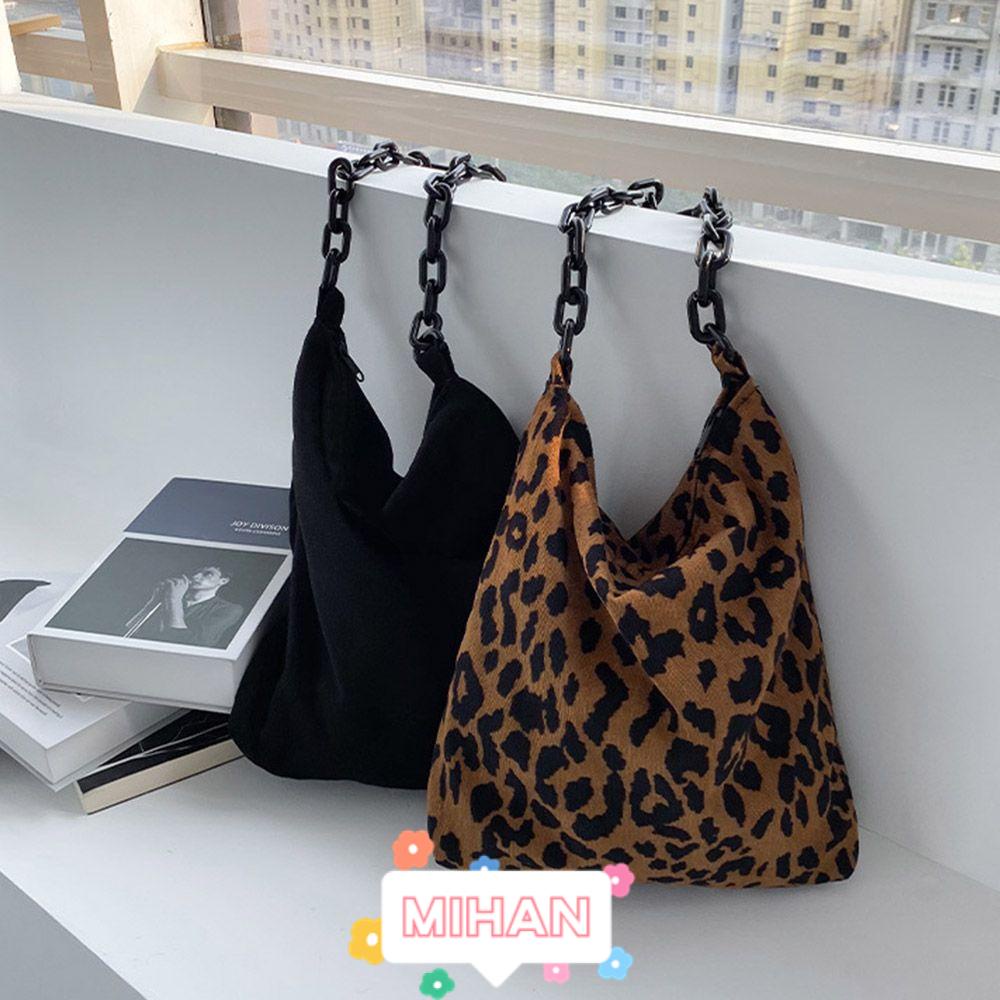 Túi Tote Đeo Vai Bằng Vải Nhung In Họa Tiết Da Báo Hiệu MIHAN1