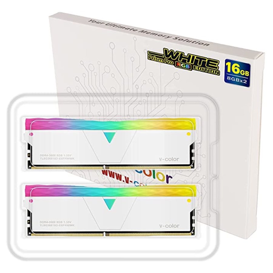 [Mã BMBAU300 giảm 10% đơn 499K] Ram V-Color DDR4 16GB(2x8G) 3600MHz Prism Pro RGB - Màu Trắng