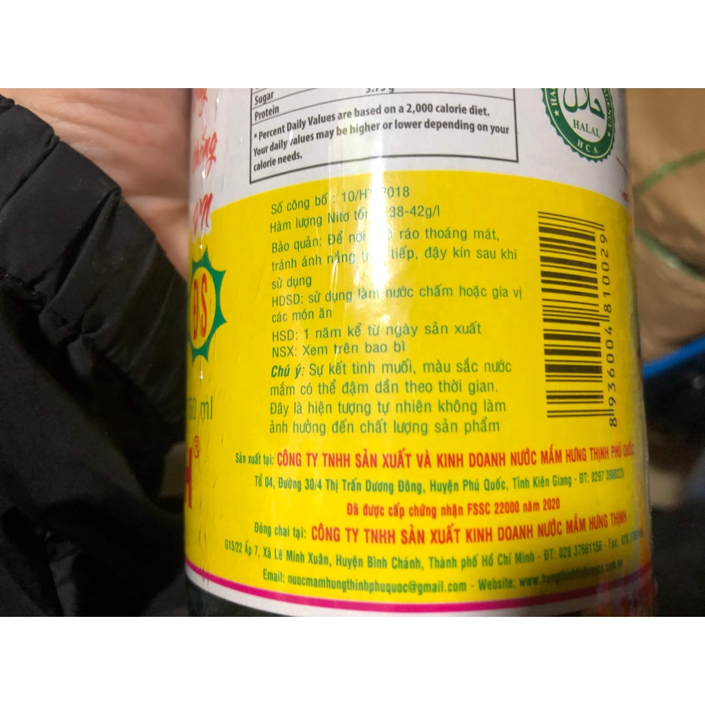 Nước mắm đặc sản Hưng Thịnh loại ngon 40 độ đạm chai 750ml