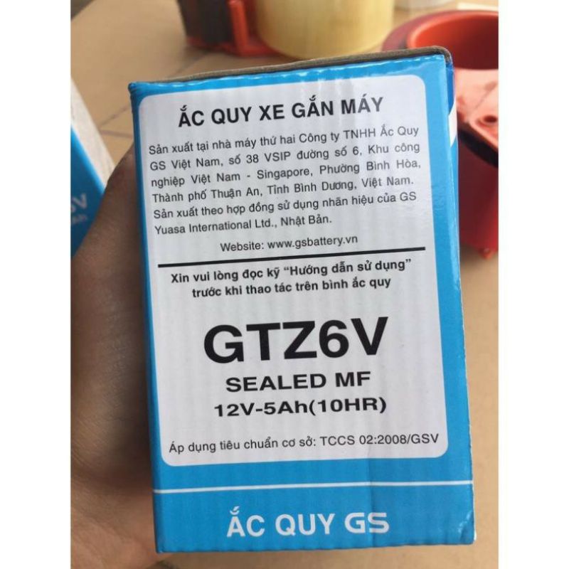 Bình Ắc Quy Khô hiệu GS cho xe FX ,LÍT 125, AirBlade 125/ PCX,... (GTZ6V) 12V-5Ah