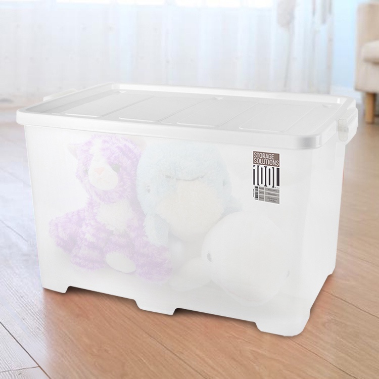 HomeBase JCJ thùng nhựa đựng đồ có nắp Thái W72.9xD47.3xH42.8 Cm 100L Trắng