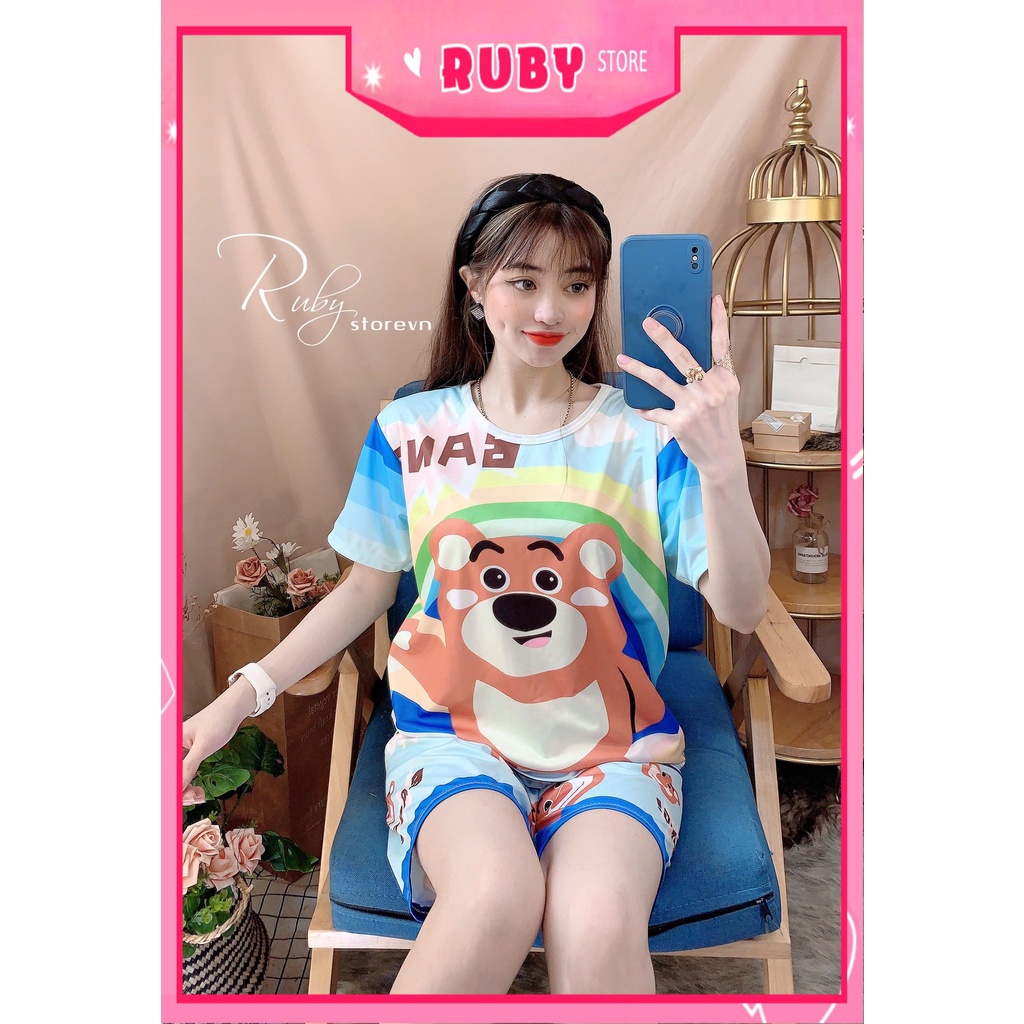 Đồ bộ thun đùi bé trai bé gái chất thun mềm mát size dưới 35kg in hình doremon kitty gấu heo dễ thương DBRBD SIZE S