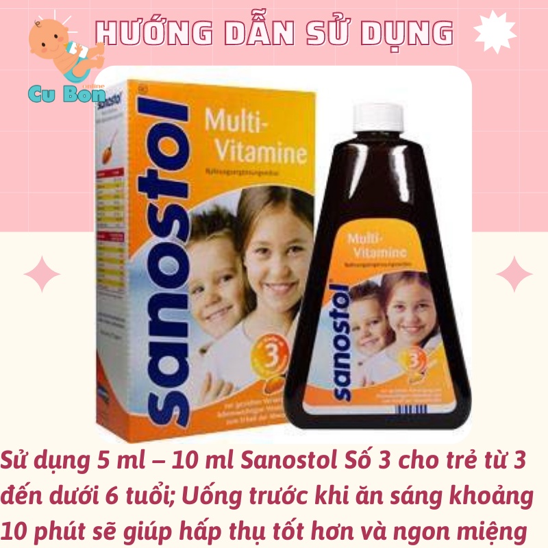 Vitamin tổng hợp Sanostol số 3 dạng Siro 460ml của đức Phù hợp cho trẻ từ 3 -6 tuổi