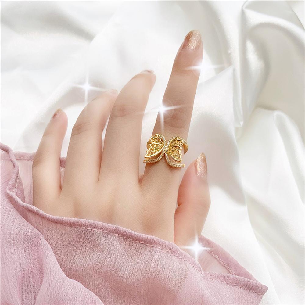 Nhẫn Hình Bướm Lấp Lánh Thanh Lịch BACK2LIFE|Áo Thun Khoét Lỗ Thời Trang Cá Tính|Trang Sức Vòng Đeo Tay Thời Trang Sành Điệu Cho Nữ