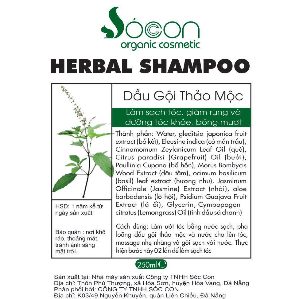 Dầu gội Thảo mộc Sóc Con