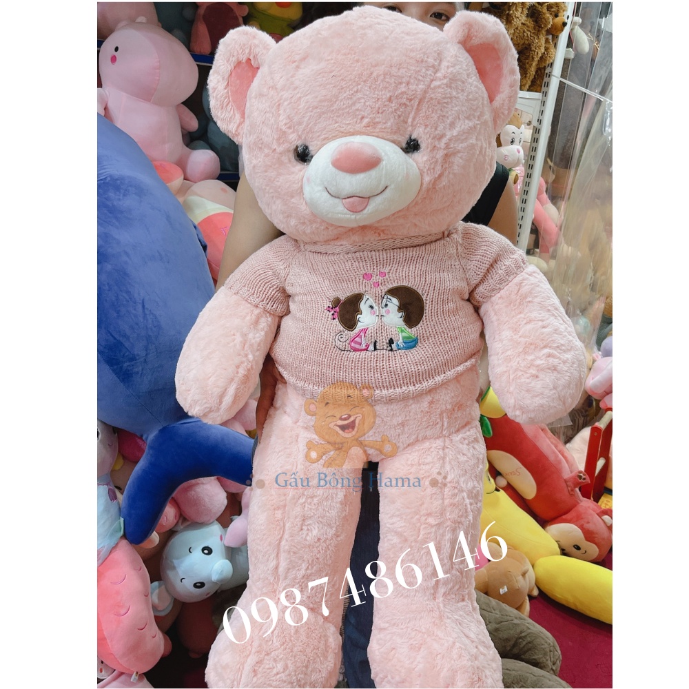 Gấu Bông Teddy áo Len Kiss Cao Cấp Hama Qùa tặng người yêu 20/10 KíchThước 1m