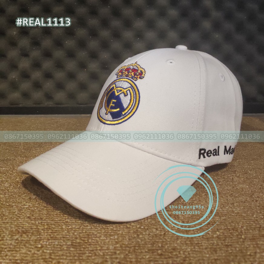 Mũ nón lưỡi trai bóng đá CLB Real Madrid Logo Thêu Bắt Mắt, Khóa Đồng Sang Trọng, Siêu Đẹp, Siêu Chất