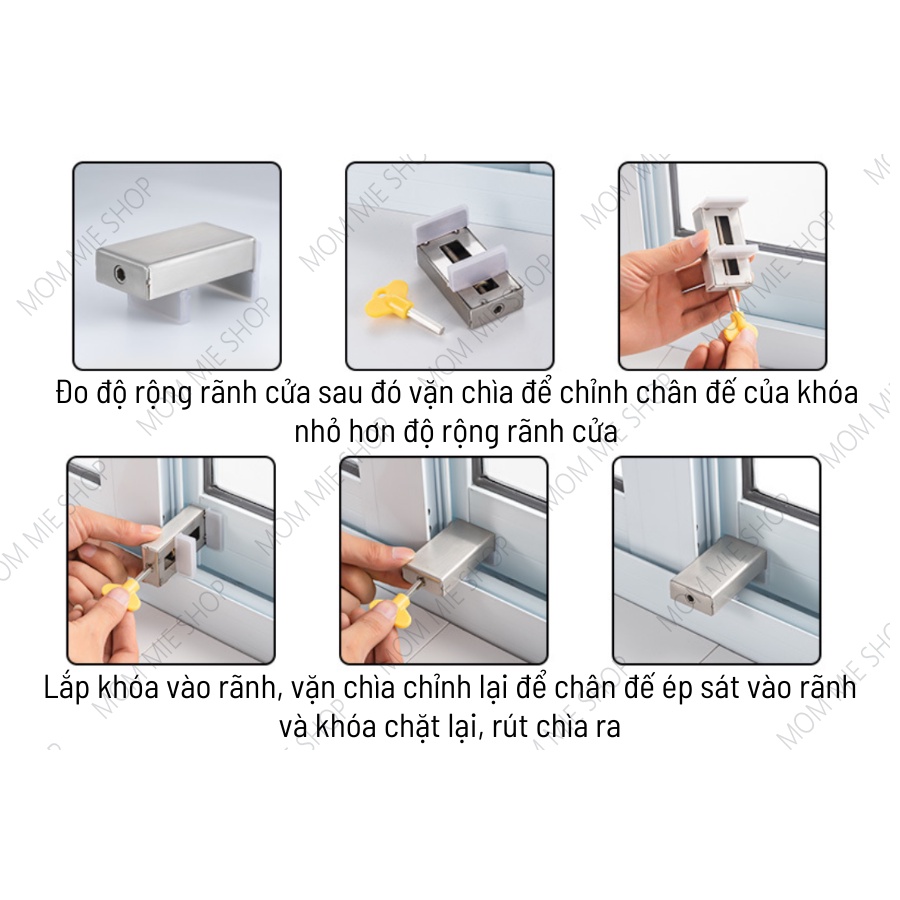 [Hàng cao cấp] Chốt inox chặn cửa lùa, cửa kéo; chốt khóa cửa lùa - I013