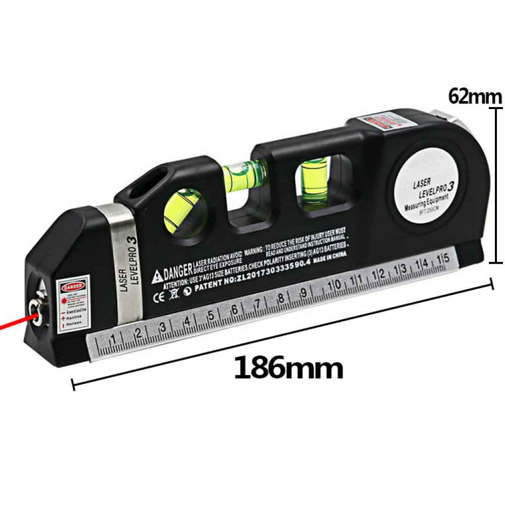 Black Multipurpose Laser Level Line Tool Measurement Lazer Spirit Level Leveling Wall