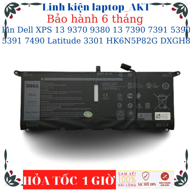 Pin laptop Dell XPS 13 9370 9380 13 7390 7391 5390 5391 7490 Latitude 3301- Pin HK6N5-45W, H754V G8VCF DXGH8- 52W