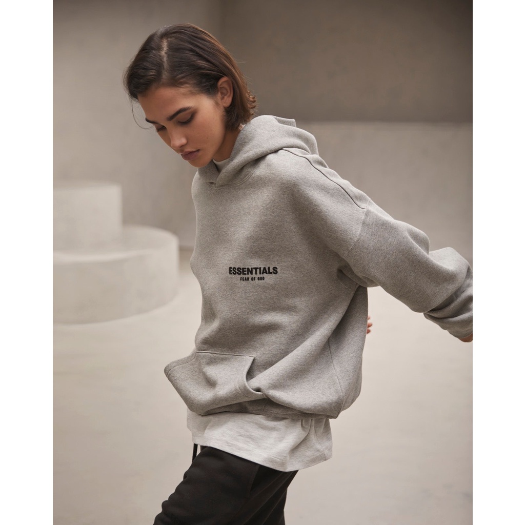 FOG FEAR OF GOD ESSENTIALS Double-line LOGO flocking print hooded casual couple fleece sweater autumn and winter