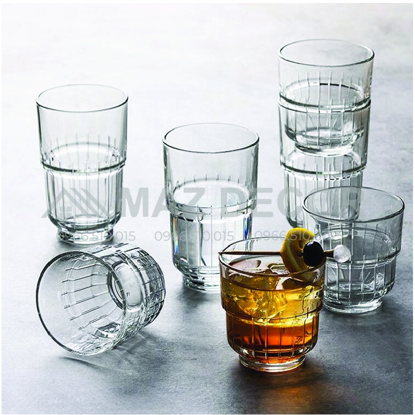 [Sỉ] Bộ 6 cốc ly thủy tinh cường lực Libbey Thổ Nhĩ Kỳ LinQ White Rock TarQ Beverage - 355ml 16078 cao cấp