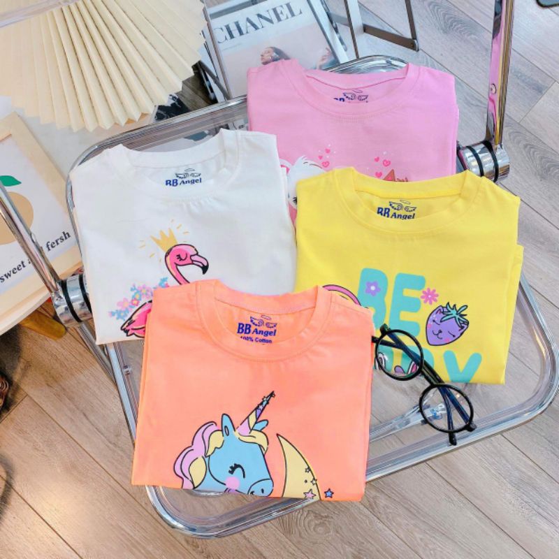 ÁO THUN TAY DÁNG CÁNH SEN BB ANGEL MẶC HÈ CHO BÉ GÁI  ĐẾN 8 TUỔI