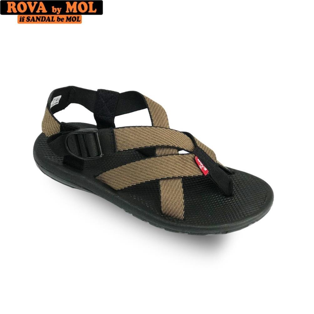 Dép sandal nam vải dù quai chéo có quai hậu cố định mang đi học đi biển du lịch hiệu Rova RV133B _j9