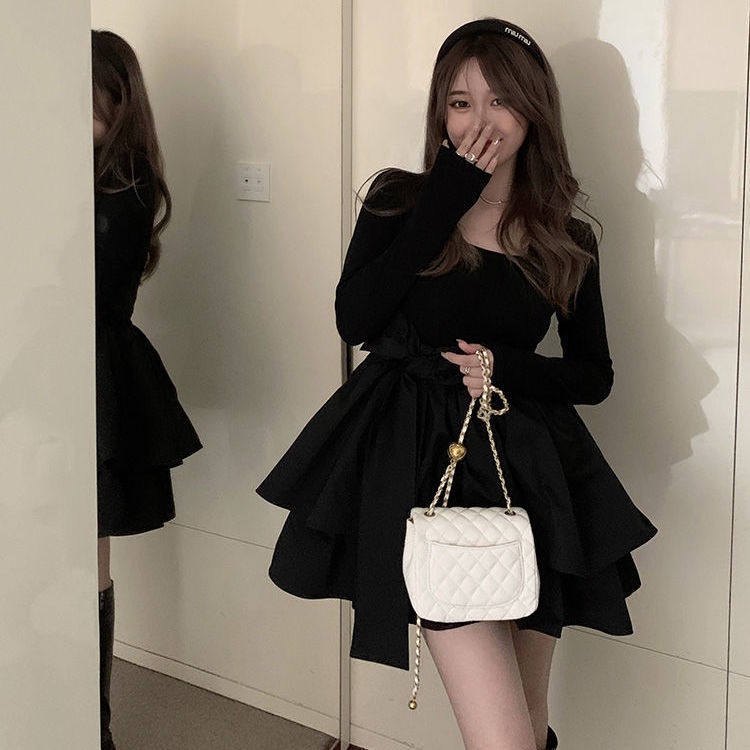 Váy babydoll Đầm Tay Dài Phồng Thắt Nơ Thời Trang Mùa Xuân Mới 2022 Dành Cho Bạn Nữ váy xinh váy tiểu thư