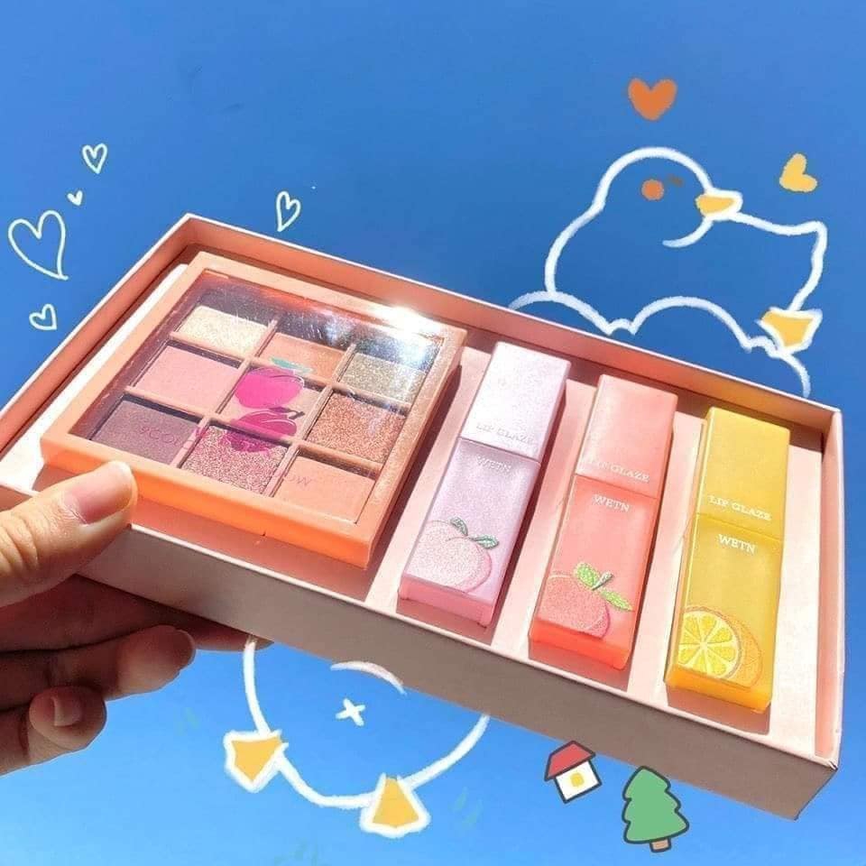 Set Bộ Trang điểm Wetn 4 món gồm 3 son kem & màu mắt 9 ô HL1254-75 Trúc Cosmetics | BigBuy360 - bigbuy360.vn