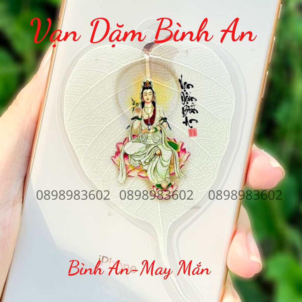 Lá Bồ Đề Thư Pháp Hình Bồ Tát (Cầu May Mắn,Bình An),Quà Tặng Ý Nghĩa Cho Bạn Bè Người Thân - Để Ốp DT - BookMark