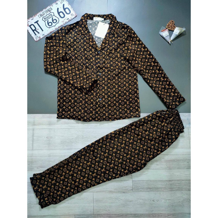 Bộ Pijama Lụa Dài Tay Phù Hợp Cả Nam Và Nữ, Bộ Đồ Ngủ Dài Tay Chất Lụa Cao Cấp