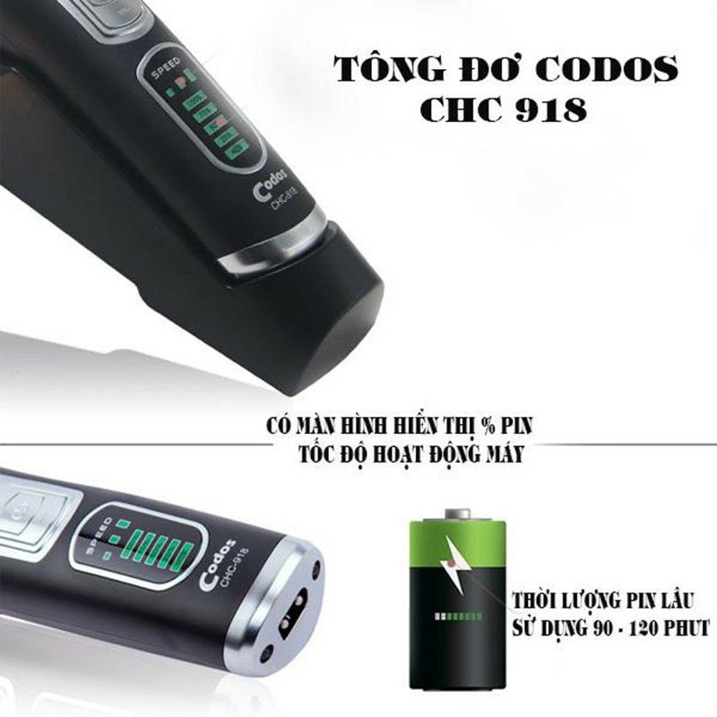 Tông Đơ Cắt Tóc Không Dây Codos Chc 918 Hàn Quốc Tông Đơ Cao Cấp Dùng Cho Salon Và Gia Đình Pin Lithium 270 Phút