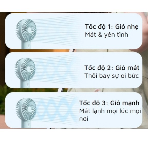 [Mã ELHA22 giảm 5% đơn 300K] Quạt tích điện mini cầm tay Yoobao F3 3000mAh để bàn làm việc tăng kèm dây cao su