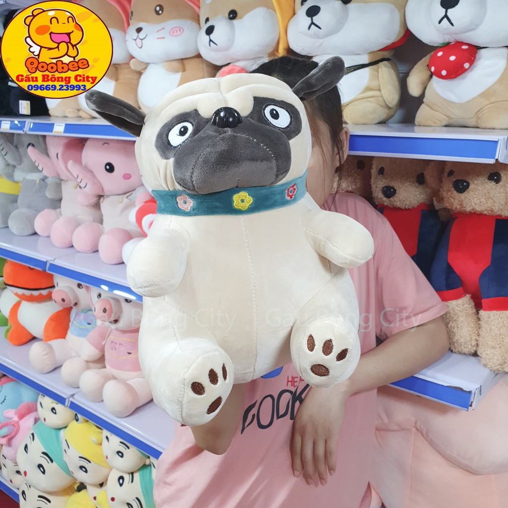 Chó Pug Nhăn Nhồi Bông 25cm - 30cm Dễ Thương Mềm Mịn Qùa Tặng Cao Cấp Gấu Bông City