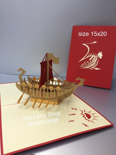 Thuyền 8  ( thuyền Đua ) -  Boat - Thiệp 3D ( 2 màu  ) | BigBuy360 - bigbuy360.vn