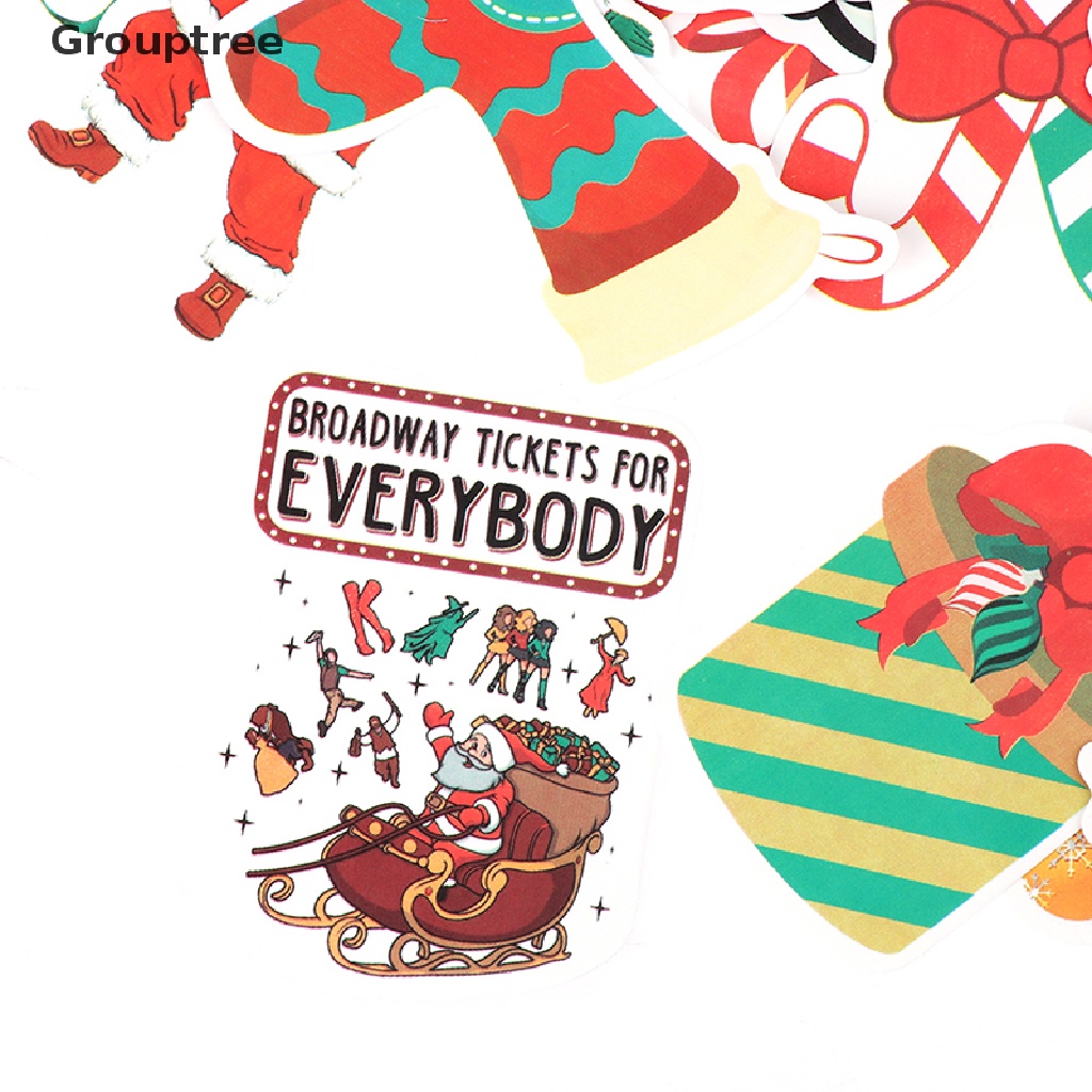 Set 50 miếng dán trang trí kiểu dáng ông già noel người tuyết Giáng Sinh xinh xắn đáng yêu