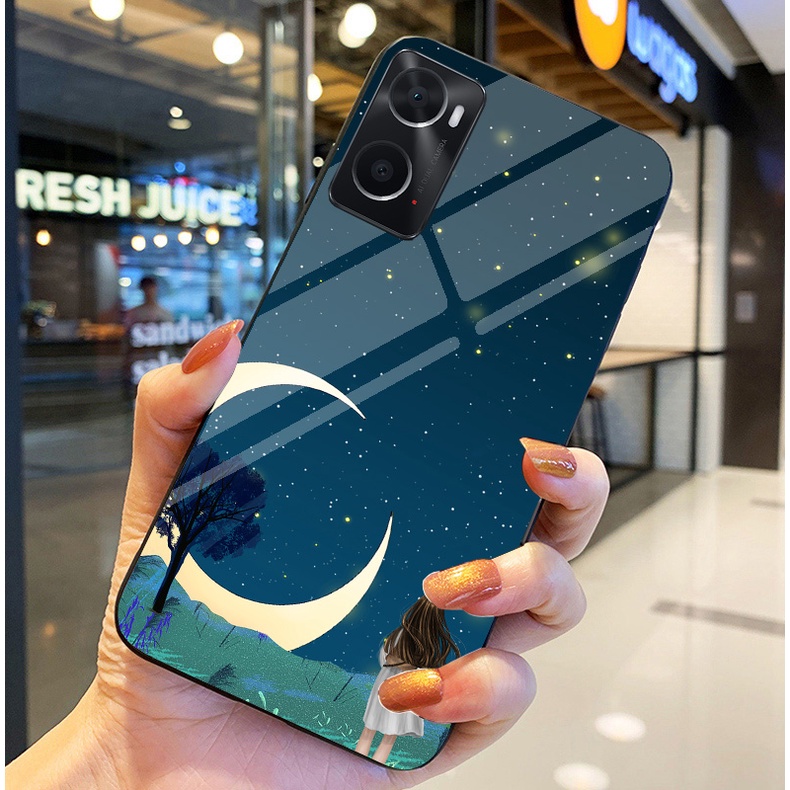Ốp Lưng OPPO A76, A77s ,A96, A57 Ốp kính bóng cao cấp Phi Hành Gia