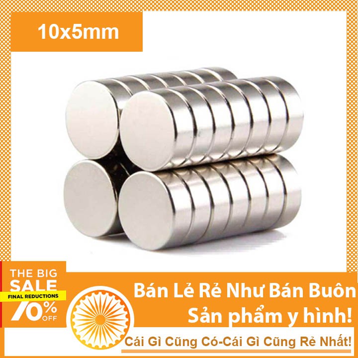 10 viên nam châm đất hiếm 10x5mm lực từ N35