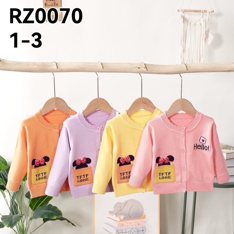 Áo Len Dài Tay Cài Giữa Cho Bé Từ Sơ Sinh bé gái (6-12kg)MS04