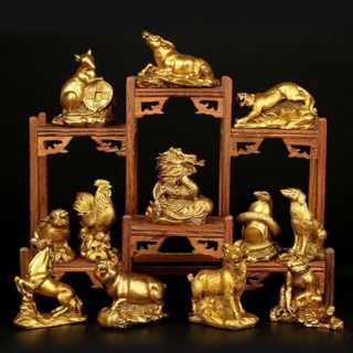 12 con giáp bằng đồng đặc nguyên chất. Chuột trâu hổ mèo rồng rắn ngựa dê khỉ gà chó lợn.