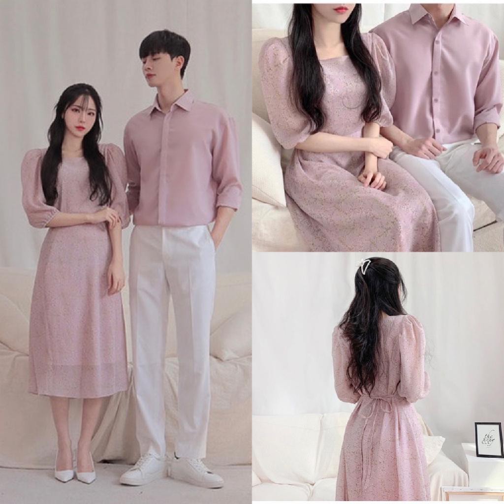 Set đồ đôi nam nữ đẹp [FREESHIP] Set áo váy sơ mi đôi chất đẹp Hàn Quốc Couple CP07