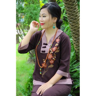 quần áo đi chùa , mẫu hoa sala