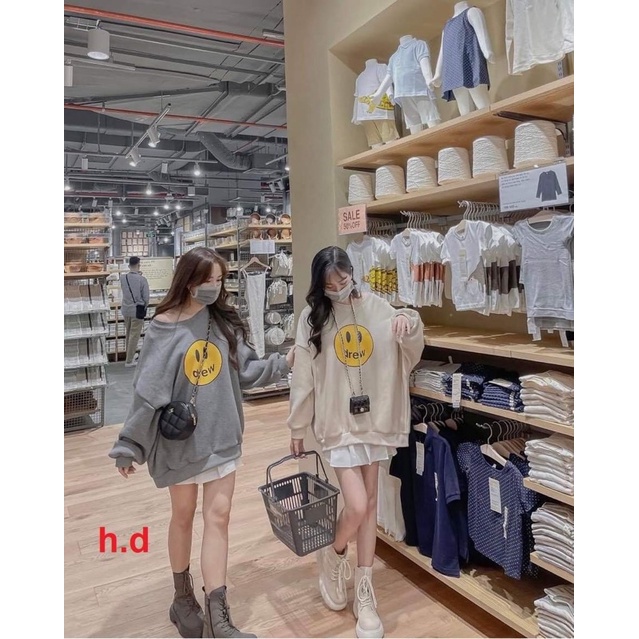 Áo Nỉ Noel Sweet Me, Mặt Cười Dáng Thụng NữSweater giáng sinh form rộng tay bồng, thun merry christmas cá tính Ulzzang