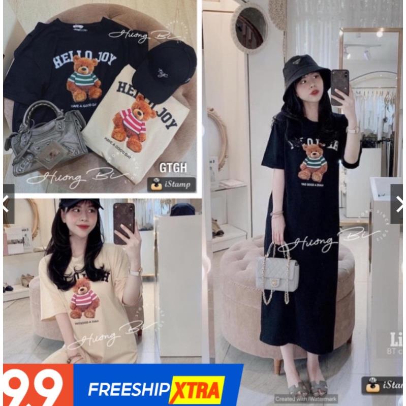 Đầm - Váy Suông Gấu Hello Joy Dáng Dài , From Rộng