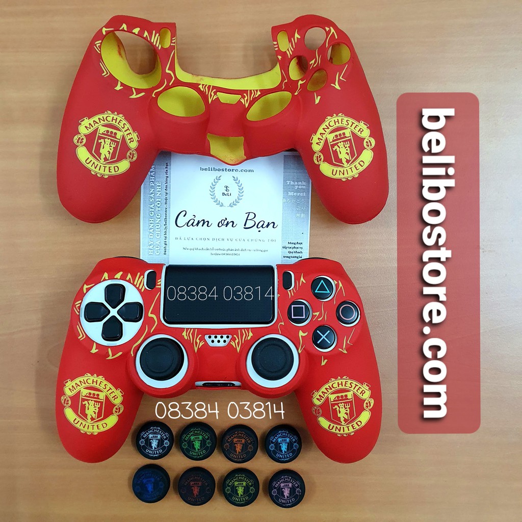 Bọc cao su hình đội bóng MU Manchester United | Vỏ silicon mềm bảo vệ tay cầm chơi game PS4 Dualshock 4 tại belibostore