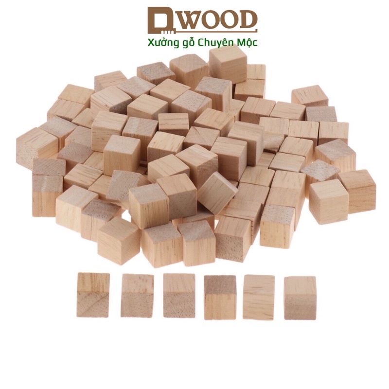 5 khối gỗ vuông Dwood gỗ thông tự nhiên đã xử lý bề mặt đẹp