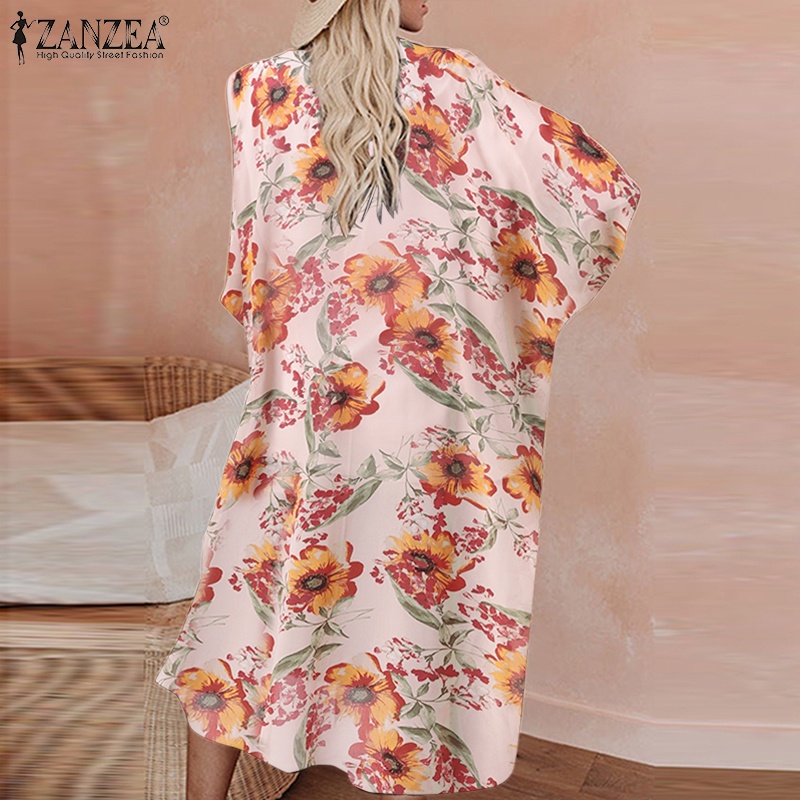 Áo khoác cardigan ZANZEA tay lửng in họa tiết hoa thời trang dành cho nữ