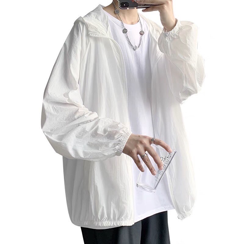 Áo khoác gió mũ 1 lớp trơn đen chun tay hĐ