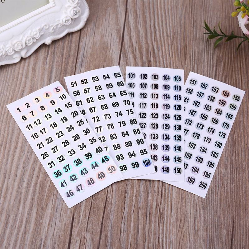 Bộ 1 Đến 200 Sticker Số 8mm Dán Trang Trí