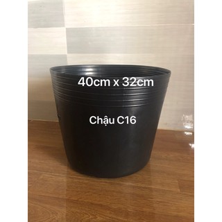 Chậu nhựa trồng cây C16 đen dày dặn