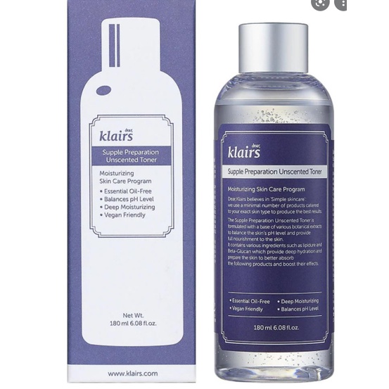 Nước Hoa Hồng Klairs Supple Preparation Unscented Toner Không Mùi