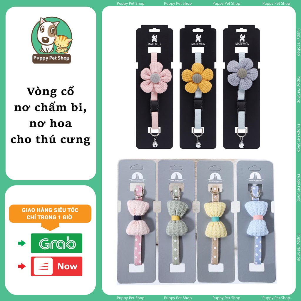 Vòng cổ cho thú cưng,chó mèo họa tiết nơ hoa, nơ chấm bi- SIÊU DỄ THƯƠNG
