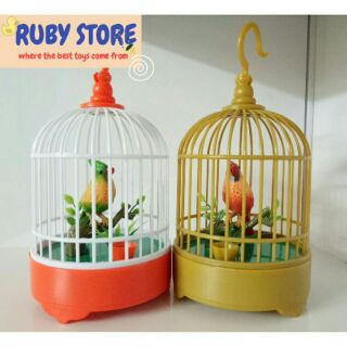 FREESHIP ĐƠN 99K_LỒNG CHIM BIẾT HÓT, CỬ ĐỘNG NHẸ, CÓ ĐÈN NHẤP NHÁY (Lắc lồng chim cũng hót, Dùng pin)