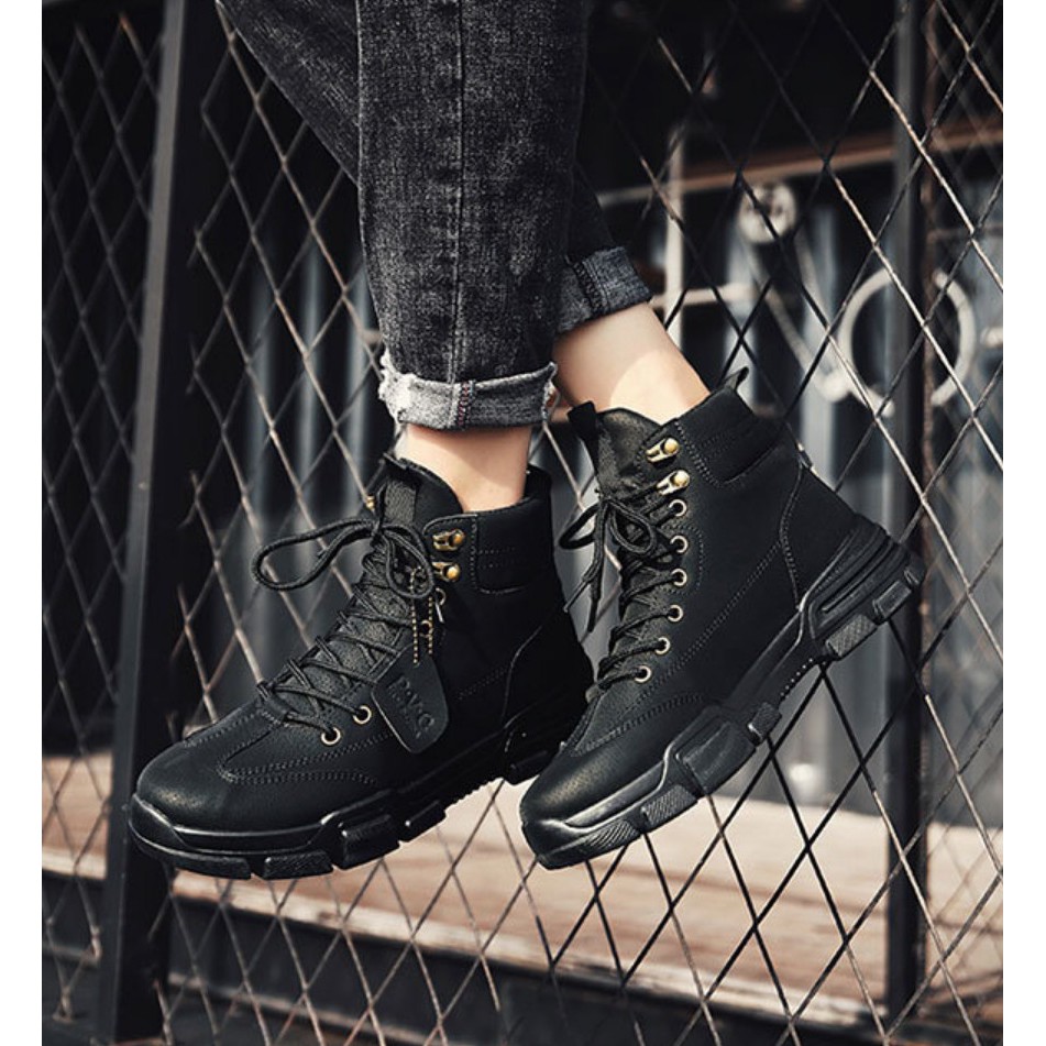Giày Sneaker nam cổ cao, bốt nam da lì phong cách bụi bặm đường phố QA - 362 | BigBuy360 - bigbuy360.vn