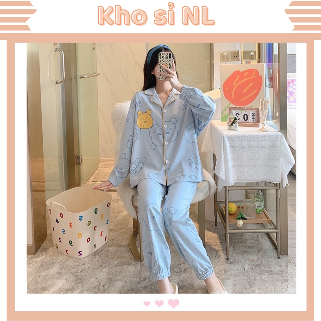 Bộ ngủ nữ pijama dài tay, đồ ngủ dễ thương lụa kate thái mát JAN House Cao cấp