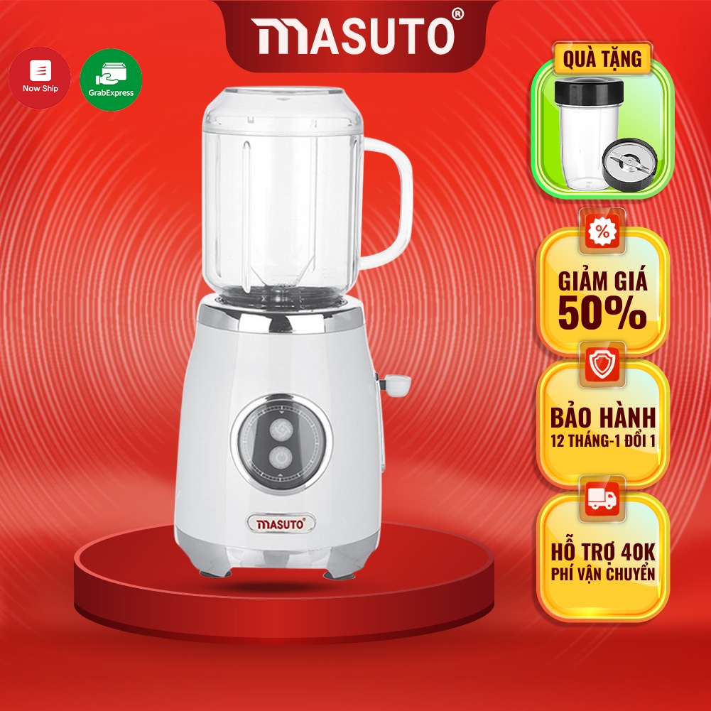 Máy xay sinh tố đa năng Masuto Blender 2 cối 0,6L say đá hạt siêu nhuyễn mịn chỉ 10s SINH TỐ HẠT