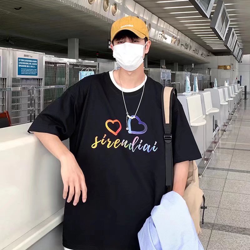 Áo Thun Tay Ngắn Dáng Rộng In Chữ Phong Cách Hip Hop Hàn Quốc Thời Trang Mùa Hè Cho Nam Size M-5XL